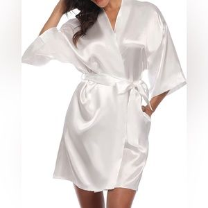 White satin "Bride" robe